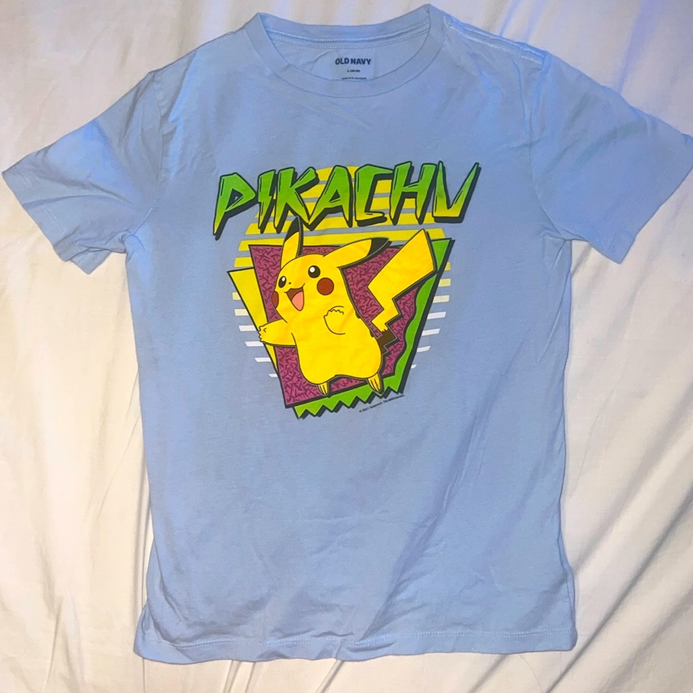 PIKACHU CHARACTER T- SHIRT , LIGHT BLUE , SIZE KIDS 10/12